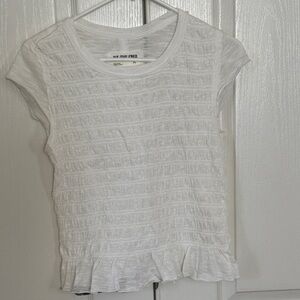 We The Free White Crewneck Tee with Navy Logo